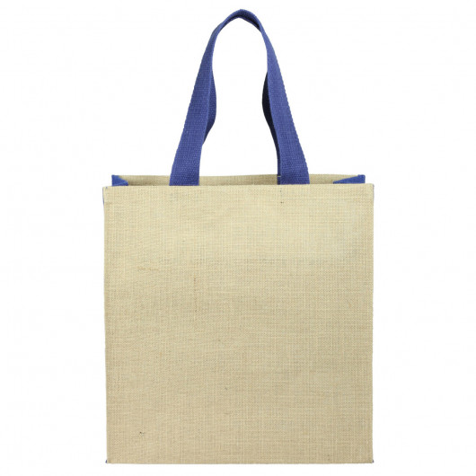 Panelled Jute Bags Blue Front